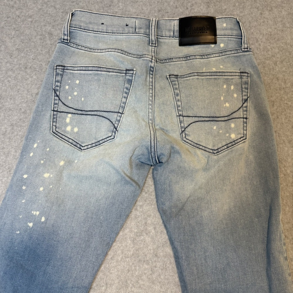 Hollister Super Skinny Jeans Light Wash Distressed Paint Splatter Ripped W 28/6 - Picture 5 of 9